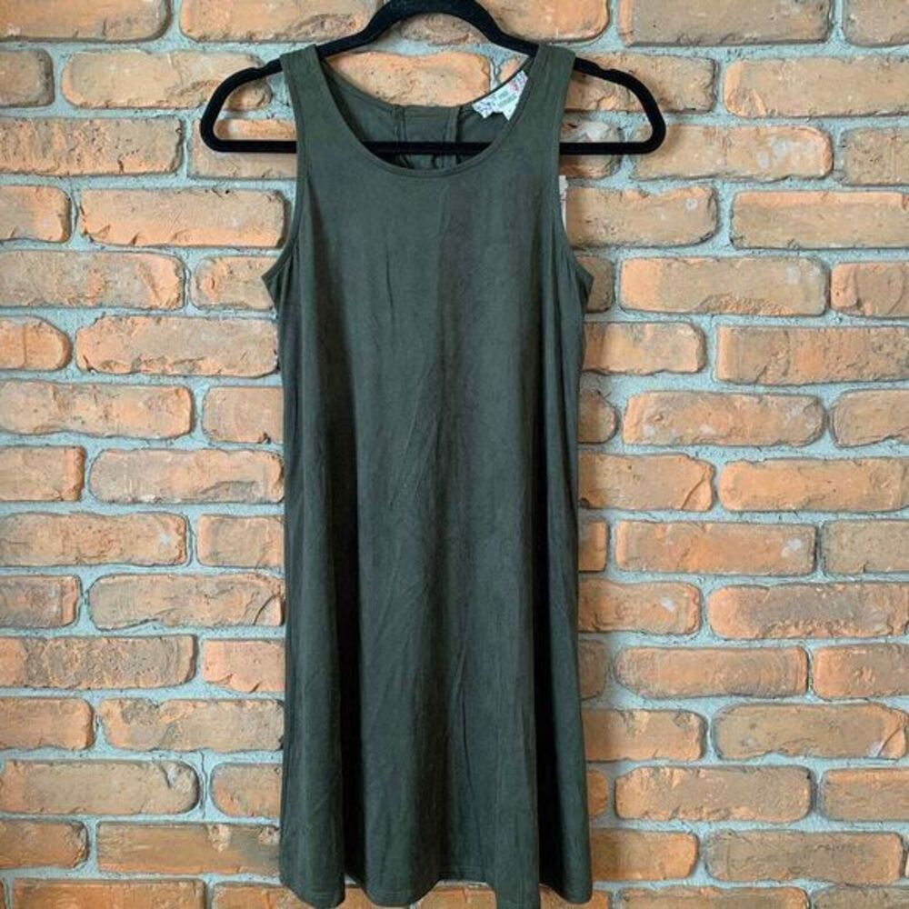 Pink Republic Womens Small Dress Olive Green Lace Up Back Tank Casual ALine Mini